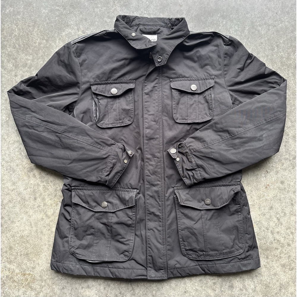 VTG Armani Collezioni Jacket Men's Size 38 Water Repellant Black Full Zip Coat